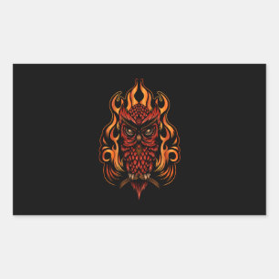 Fire Owl Rectangular Sticker