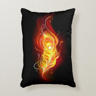 Fire Peacock Feather Accent Pillow