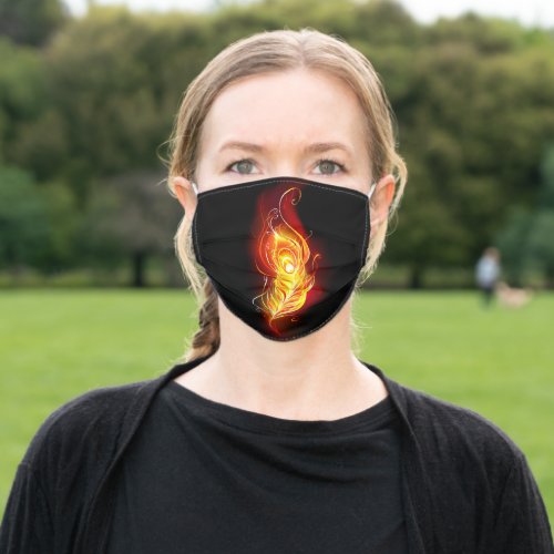 Fire Peacock Feather Adult Cloth Face Mask