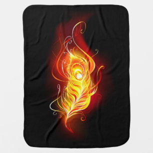 Fire Peacock Feather Baby Blanket