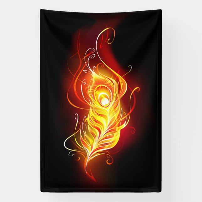 Fire Peacock Feather Banner (Vertical)