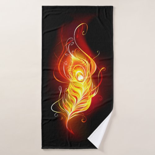 Fire Peacock Feather Bath Towel