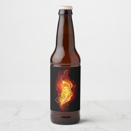 Fire Peacock Feather Beer Bottle Label