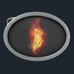 Fire Peacock Feather Belt Buckle<br><div class="desc">Bright peacock feather made of fire and flame on black background.</div>