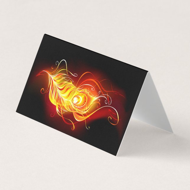 Fire Peacock Feather Business Card (Front)