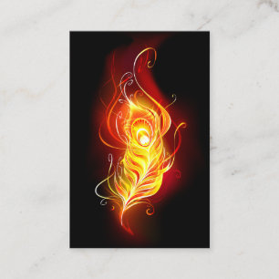 Fire Peacock Feather Business Card
