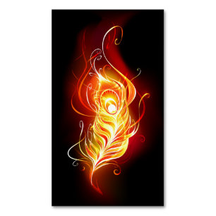 Fire Peacock Feather Business Card Magnet