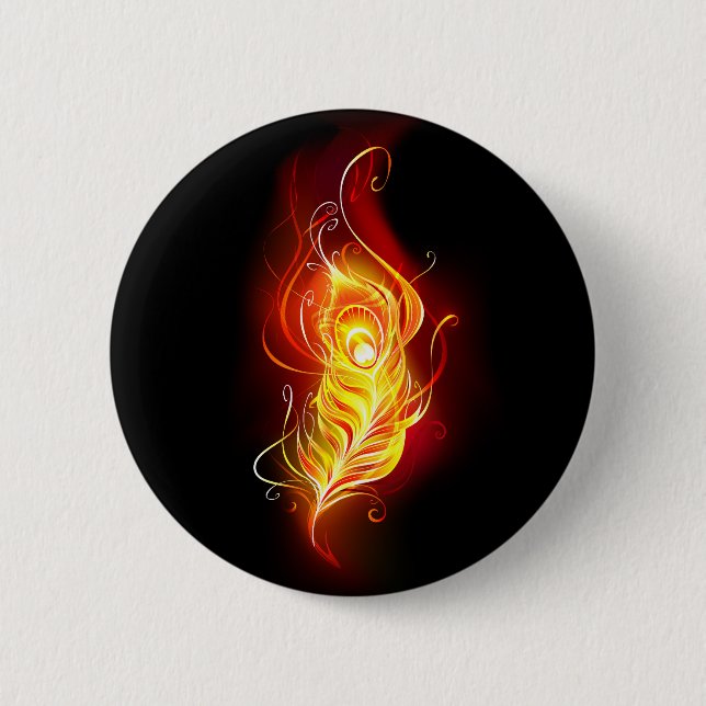 Fire Peacock Feather Button (Front)
