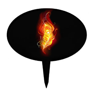 Fire Peacock Feather Cake Topper