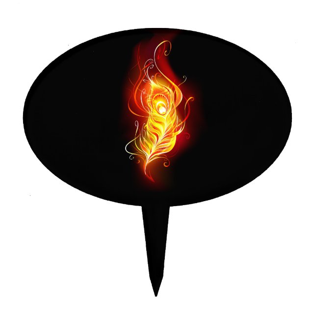 Fire Peacock Feather Cake Topper (Front)