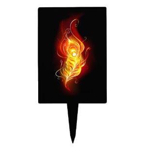Fire Peacock Feather Cake Topper