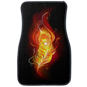Fire Peacock Feather Car Floor Mat