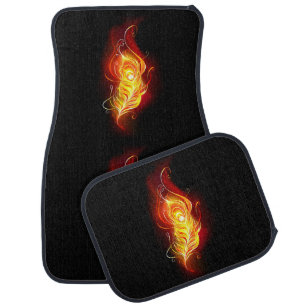 Fire Peacock Feather Car Floor Mat