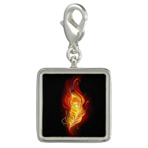 Fire Peacock Feather Charm
