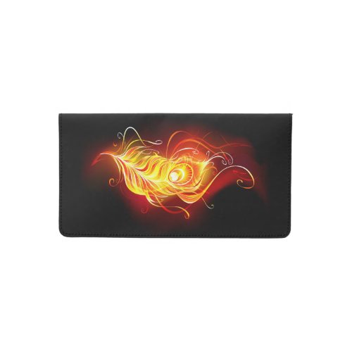Fire Peacock Feather Checkbook Cover
