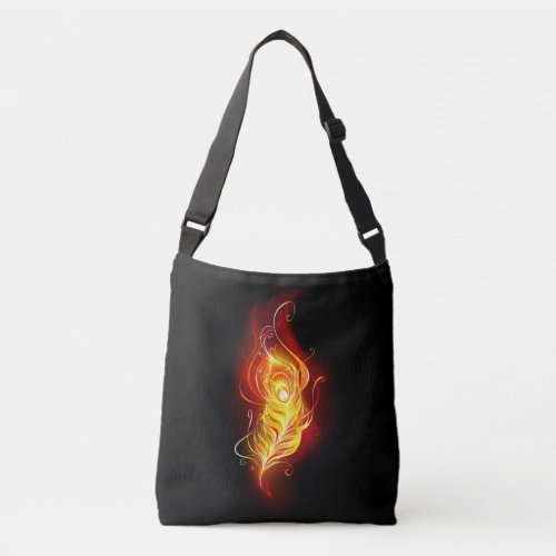 Fire Peacock Feather Crossbody Bag