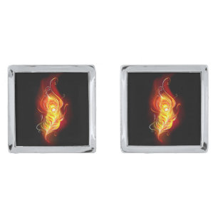 Fire Peacock Feather Cufflinks