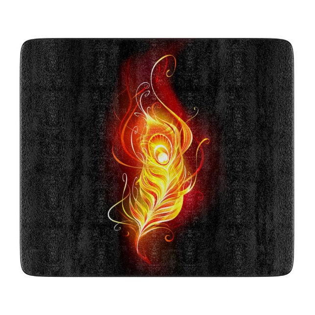 Fire Peacock Feather Cutting Board (Front)