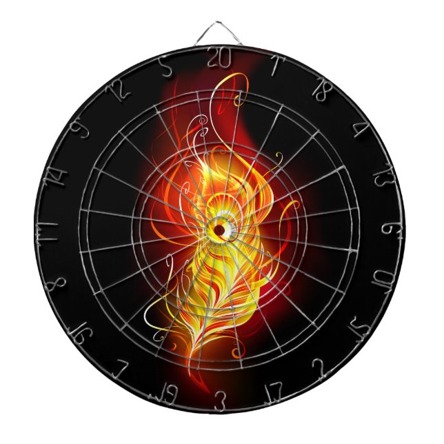 Fire Peacock Feather Dart Board (Front)