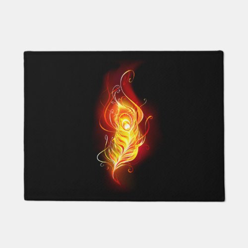 Fire Peacock Feather Doormat