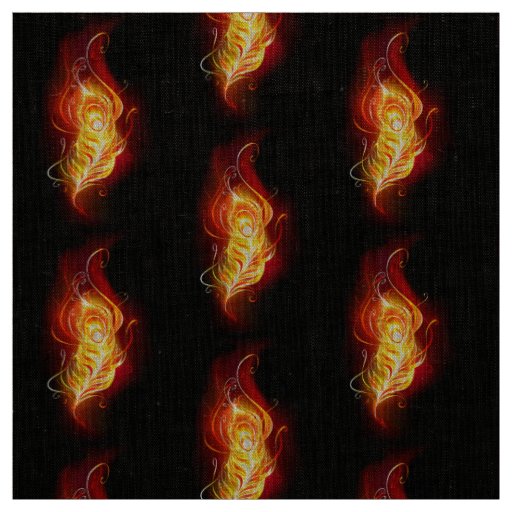 Fire Peacock Feather Fabric