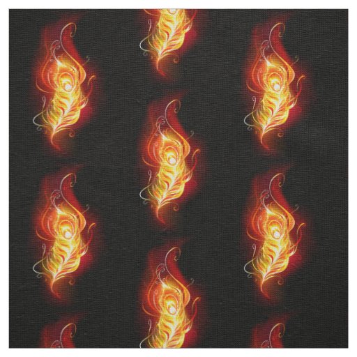 Fire Peacock Feather Fabric