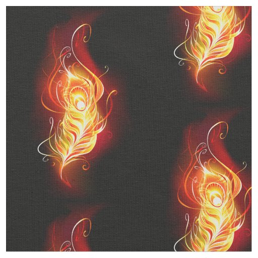 Fire Peacock Feather Fabric