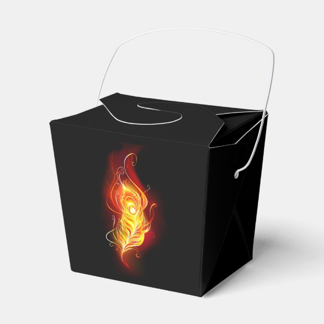 Fire Peacock Feather Favor Boxes (Front Side)