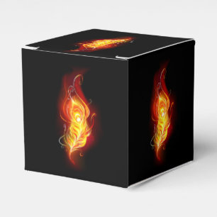 Fire Peacock Feather Favor Boxes