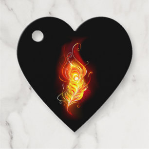 Fire Peacock Feather Favor Tags