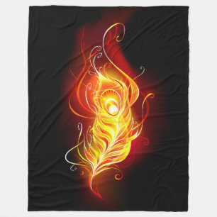 Fire Peacock Feather Fleece Blanket