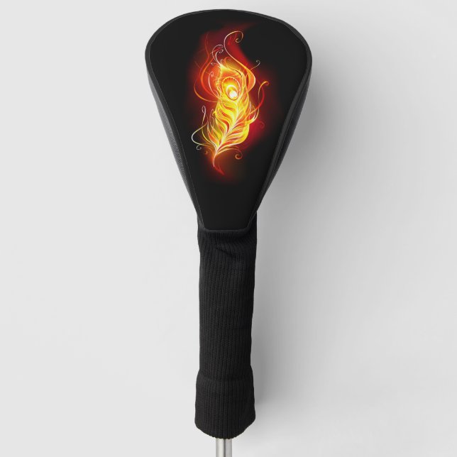 Fire Peacock Feather Golf Head Cover (Front)