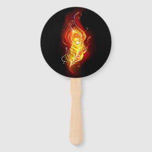 Fire Peacock Feather Hand Fan
