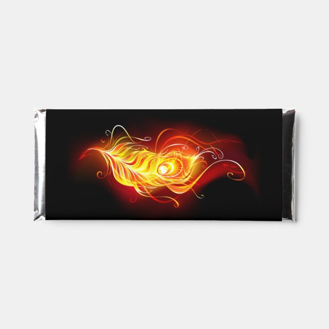 Fire Peacock Feather Hershey Bar Favors (Front)