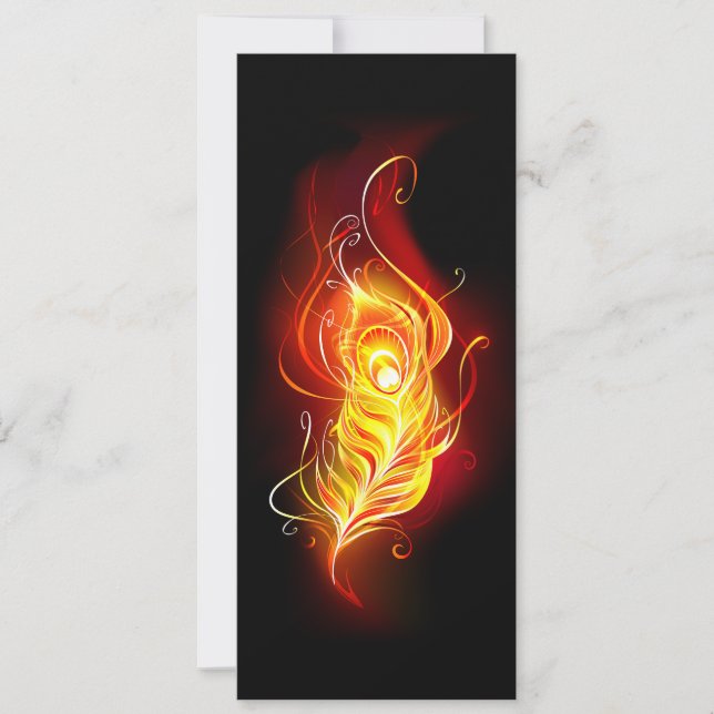 Fire Peacock Feather Invitation (Front)