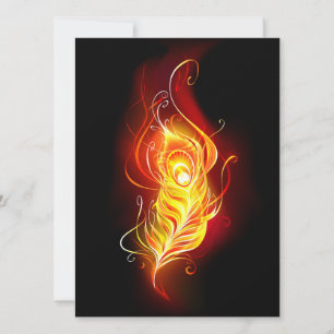 Fire Peacock Feather Invitation