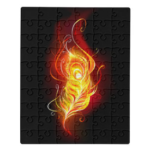 Fire Peacock Feather Jigsaw Puzzle
