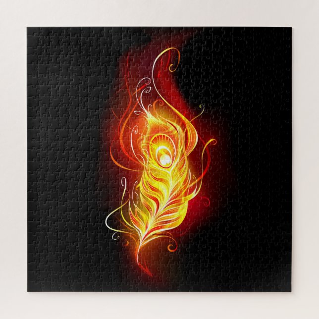 Fire Peacock Feather Jigsaw Puzzle (Vertical)