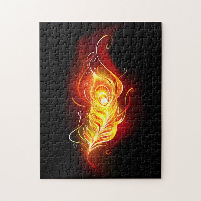 Fire Peacock Feather Jigsaw Puzzle (Vertical)