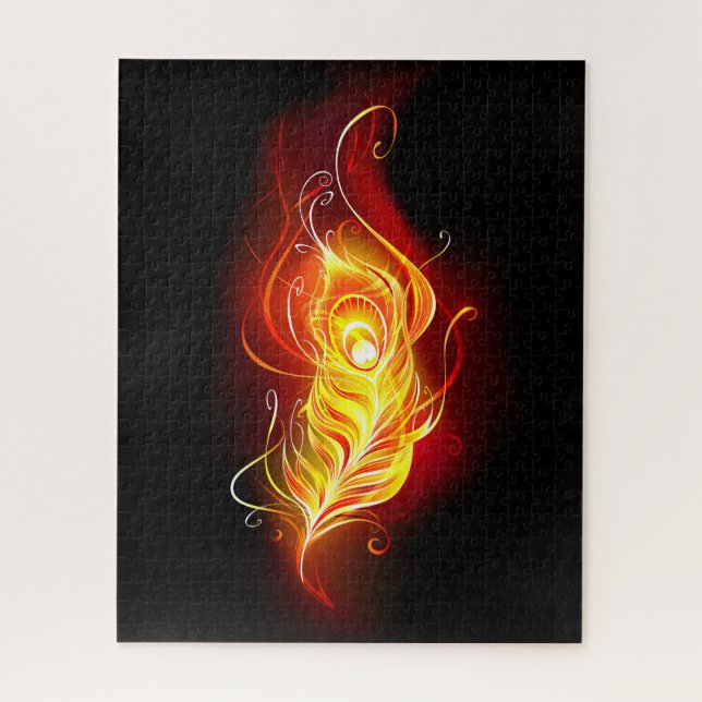 Fire Peacock Feather Jigsaw Puzzle (Vertical)