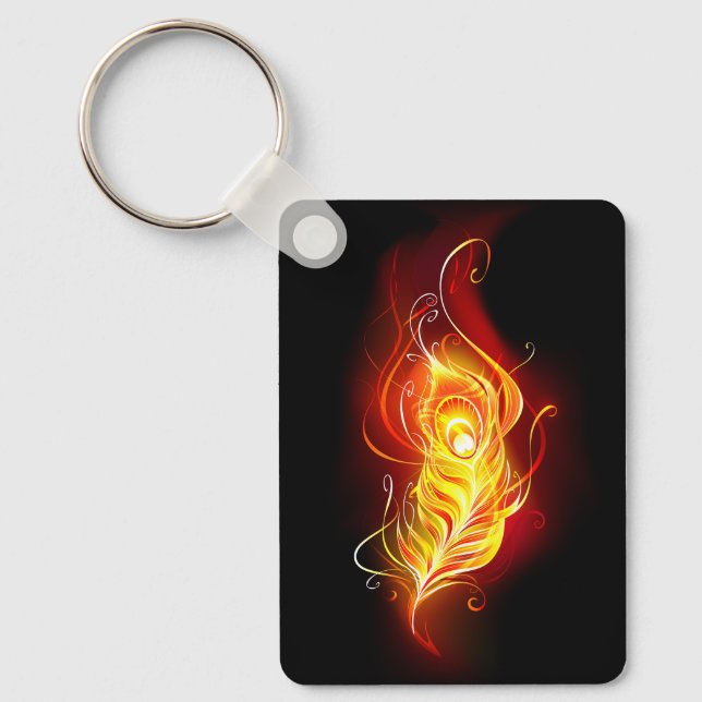 Fire Peacock Feather Keychain (Front)