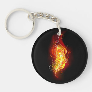 Fire Peacock Feather Keychain