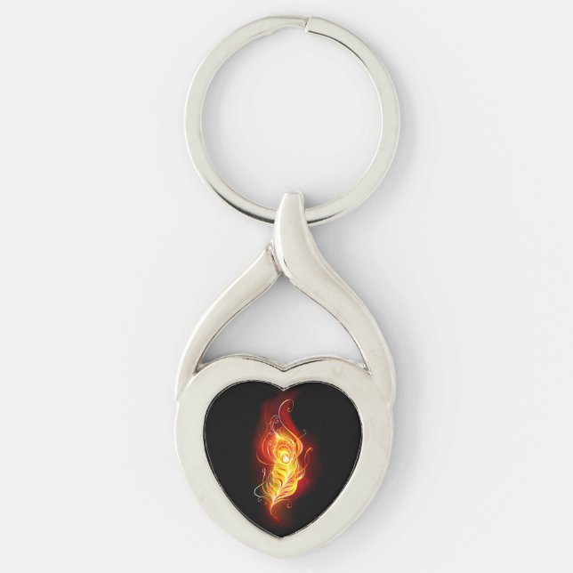 Fire Peacock Feather Keychain (Front)