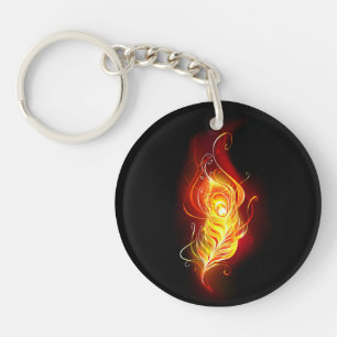 Fire Peacock Feather Keychain