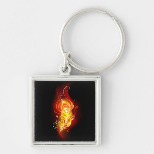 Fire Peacock Feather Keychain