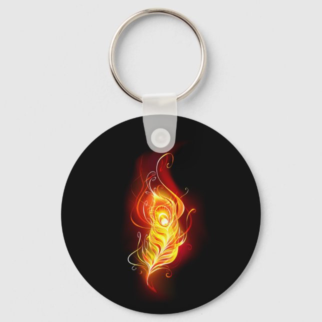 Fire Peacock Feather Keychain (Front)