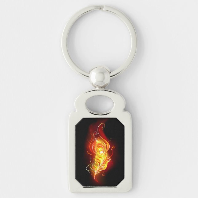 Fire Peacock Feather Keychain (Front)