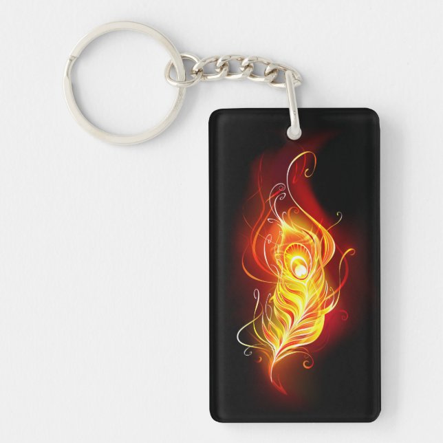 Fire Peacock Feather Keychain (Front)