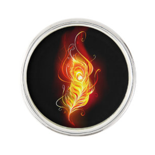 Fire Peacock Feather Lapel Pin