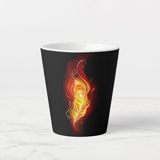 Fire Peacock Feather Latte Mug (Front)